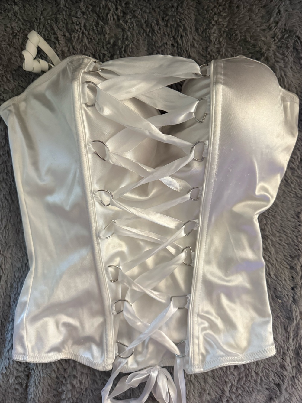 Spirit White Satin corset Top with Adjustable Straps